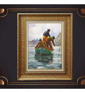 Gold Altın Kalın Çerçeveli Paspartulu Tablo s1927