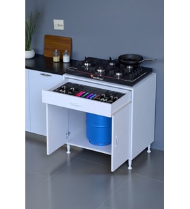 Eliusta Lumin Tüp Yuvalı 70 cm Ankastre Ocak Altı Dolap 70x88x48 cm Beyaz Dolap Çekmeceli Mutfak Organizeri