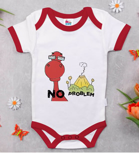 BK Kids No Problem Tasarımlı Kırmızı Bebek Body Zıbın-1