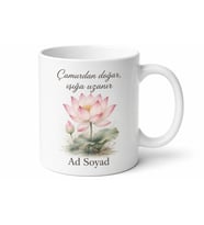 İsimli Nilüfer Desenli Kupa Bardak Özel Tasarım Hediye Porselen Mug