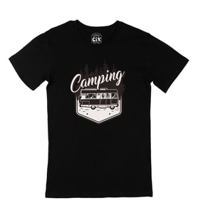 Camping Caravan Siyah Tişört