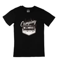 Camping Caravan Siyah Tişört