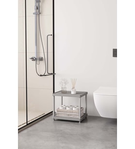 Gri 2 Katlı 33X40 Ekstra Geniş Düzenleyici Mutfak ve Banyo Rafı Sehpa
