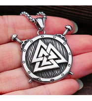 Paslanmaz Çelik Güç Simgesi Valknut Savaşçı Viking Kalkan Kolye / Viking Kolye
