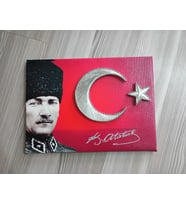 Atatürk Resimli Türk Bayrağı