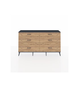 Arges Konsol 6 Çekmeceli  176x30x99 Çam-Antrasit/Çam