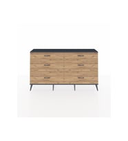 Arges Konsol 6 Çekmeceli  176x30x99 Çam-Antrasit/Çam