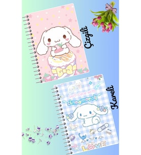 Cinnamaroll defter seti 2 adet A4 boyutu 21*30 çizgili + kareli 60 syf