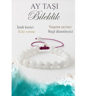 Ay Taşı Doğaltaş Bileklik, Doğal Taş İştah Kesici Asansör Bileklik B1033 (8mm-18cm)
