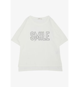 Breeze Kız Çocuk Tişört Smile Yazı Baskılı Taşlı 9-16 Yaş, Ekru