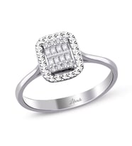 0.12 Ct. Modern Tasarım Baget Kare Tektaş Yüzük (Beyaz)