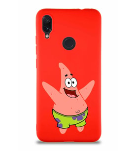 Xiaomi Redmi Note 7 Pro Soft Premier Kapak Patrick Yıldız Tasarımlı Silikon Kılıf - Kırmızı (Şeffaf)