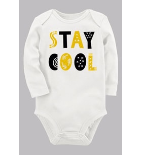Organik Baskılı Pamuklu Unisex Bebek Body UZUNE231