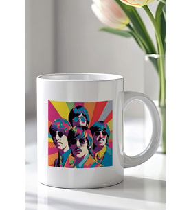 The Beatles Tasarımlı 330ml Baskılı Beyaz Seramik Kupa Bardak
