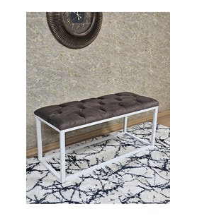 Beyaz Boyalı Diktörtgen 100 cm x 40 cm Oturak Puf - Bench - Makyaj Oturağı - Oturak Kahverengi Renk 100 x 40 Boyut/Ebat (Çok Renkli)