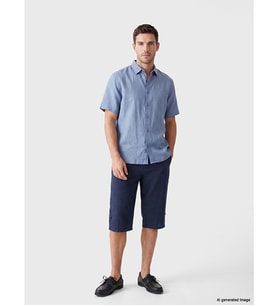 LCWAIKIKI Classic Lacivert Regular Fit Keten Karışımlı Erkek Şort