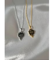 Kişiye Özel 925 Ayar Gümüş Ateş ve Su Figürlü Çift Kolye (Gold) Couple Hediye