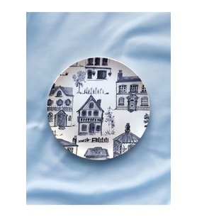 Blue Blanc Ev Desenli Duvar Tabağı Dekoratif Bahçe Balkon Mutfak Salon Duvar Süsü No:199