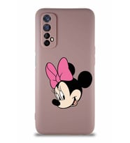 Realme 7 Soft Premier Kapak Minnie Mouse-B Tasarımlı Silikon Kılıf - Pudra (Şeffaf)
