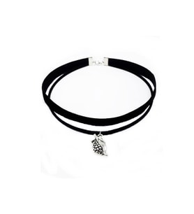 Gümüş Renk Nar Kadife -süet Choker Kolye (Siyah)