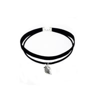 Gümüş Renk Nar Kadife -süet Choker Kolye (Siyah)