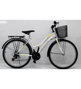 Dorello Beyaz Bisiklet 26 Jant 2650 Model 2650 Model Beyaz Sepetli Beyaz Sarı