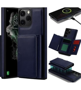 Coverzone iPhone 14 ile uyumlu Deri K?l?f Magsafe ile uyumlu Wallet 2 in 1 �?karabilir Kart Tutucu M?ktan?sl? Stand olabilen Phone case Deri Kapak Wireless ?arj �zellikli Lacivert