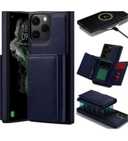 Coverzone iPhone 14 ile uyumlu Deri K?l?f Magsafe ile uyumlu Wallet 2 in 1 �?karabilir Kart Tutucu M?ktan?sl? Stand olabilen Phone case Deri Kapak Wireless ?arj �zellikli Lacivert