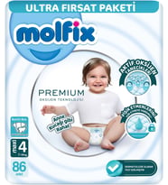 Molfix Premium Bebek Bezi Beden:4 (7-14KG) Maxi 86 Adet Ultra Fırsat Pk