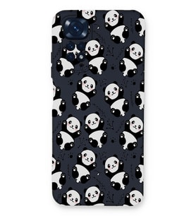 Xiaomi Redmi Note 11 Uyumlu Lansman Kılıf Panda Tasarımlı İçi Kadife Kapak-Koyu Mavi (Şeffaf)