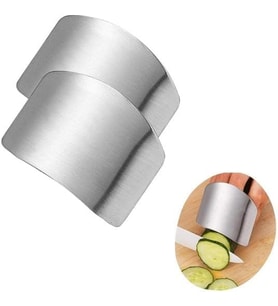 2li Metal Parmak Koruyucu Hızlı ve Güvenli Kesme Paslanmaz Çelik, Parmak Koruyucu Doğrama Güvenlik Aparatı (2 adet) Silver