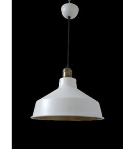 Retro Metal Dekoratif Beyaz İçi Gold Eskitme Duylu Tekli Sarkıt Avize Çap:30 cm