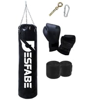 Desfabe Boxing Star 70x25 Cm Zincirli Boks Kum Torbası Siyah +Askı Aparatı+Boks Eldiveni+El Sargı Bandajı