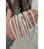 Sedef Taşı Kalp Kesim Parlak Beyaz 6x3mm Doğal Taş Dizi [AA]