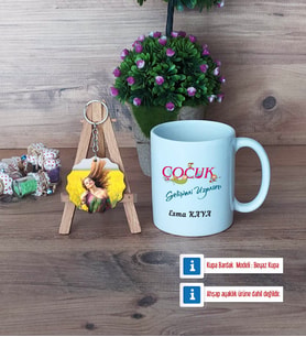 Çocuk Gelişim Uzmanı Kupa Bardak Beyaz ve Fotoğraflı Ahşap Anahtarlık Hediye Öğretmenler Günü Hediyesi (Model 1)