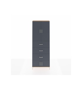 Arges Dolap 3 Raflı 3 Çekmeceli 4 Kapaklı 88x30x243 Çam-Antrasit