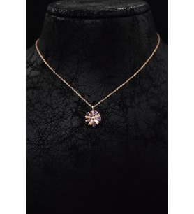 925 Ayar Gümüş Rose Kaplama Lacivert Zirkon Taşlı Dönen Güneş Kolye