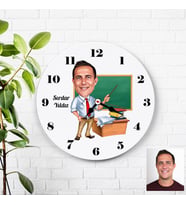 Karikatürlü Öğretmenler Günü Kişiye Özel Duvar Saati