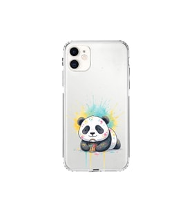 iPhone 11 ile Uyumlu Splash Panda Tasarımlı Şeffaf Silikon Kılıf