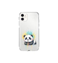 iPhone 11 ile Uyumlu Splash Panda Tasarımlı Şeffaf Silikon Kılıf