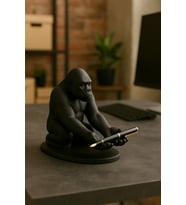 3D Siyah Goril Figürlü Dekoratif Telefon, Tablet Standı, Kalem Tutucu Heykel, Masaüstü Organizer