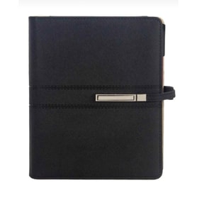 Uzun Kilitli Organizer Defter Termo Deri Hesap Makineli - Mekanizmalı Tarihsiz Defter (Siyah)