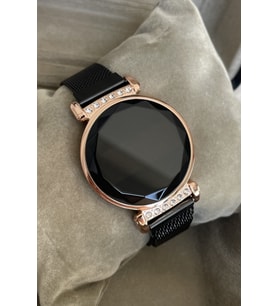 Özel Saat Kutusu ile Minimal Tarz Kadın Kol Saati Zarif Metal Kordon Dokunmatik Zirkon Taşlı Rose Gold Siyah Arkadasa Sevgiliye Kardese Ese Dosta Ablaya Dogum Gunu Yildonumu İcin Hediyelik Kol Saati Hediyesi Dogum Gunu Hediyelik Avantajlı Ürün