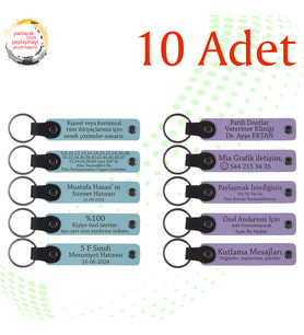 Gök Mavi & Mor Menekşe, 10'lu Set, Kişiselleştirilebilir Anahtarlık, Girişimcilik Seminerleri İçin