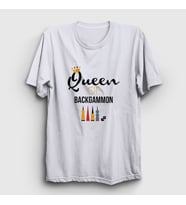 Presmono Unisex Beyaz Queen Of Backgammon Oyun Tavla T-Shirt 418451tt (Beyaz)