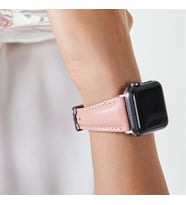 vagave Apple Watch 42mm 44mm 45mm 3 4 5 6 7 se 8 Ultra Uyumlu Kadın Deri Kordon Saat Kordonu (Pembe)