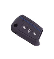 Space Silikon Anahtar Kabı- Volkswagen/Golf7 Siyah-Mavi çizgili / SYPD53-1