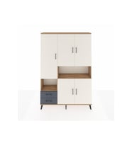 Arges Dolap 10 Raflı 2 Çekmeceli 5 Kapaklı 132x30x195 Çam-Aytaşı/Antrasit