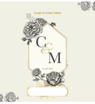 Nikah Nişan Düğün Davetiyesi Kare İkiz İp Bağlamalı 5017