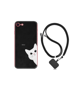 Apple Iphone 7 Iphone 8 Kılıf Resimli Desenli Silikon Boyun Askılı Çılgın Kedi 1895